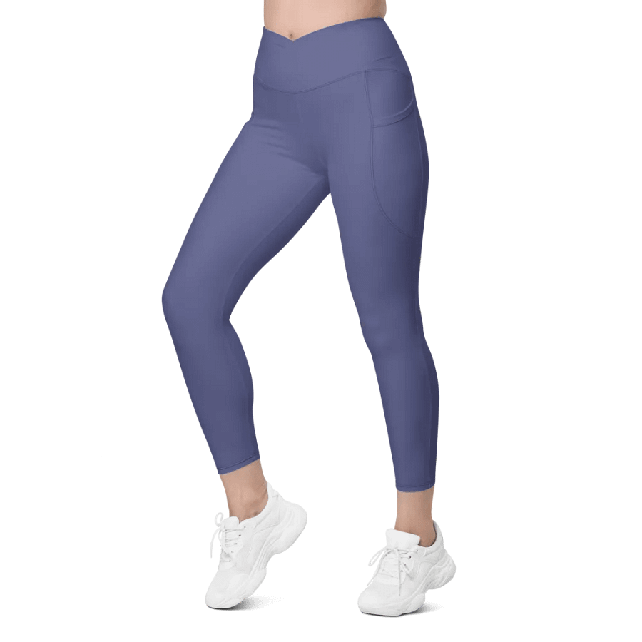 Plain Dark Purple Soft Summer Women's High Waisted Premium Crossover Leggings with Pockets by Treasure Pie product image (6)