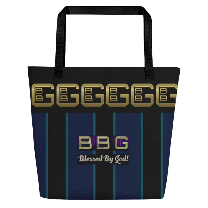 Purple and Black Striped BBG Tote Bag with Pocket product image (1)