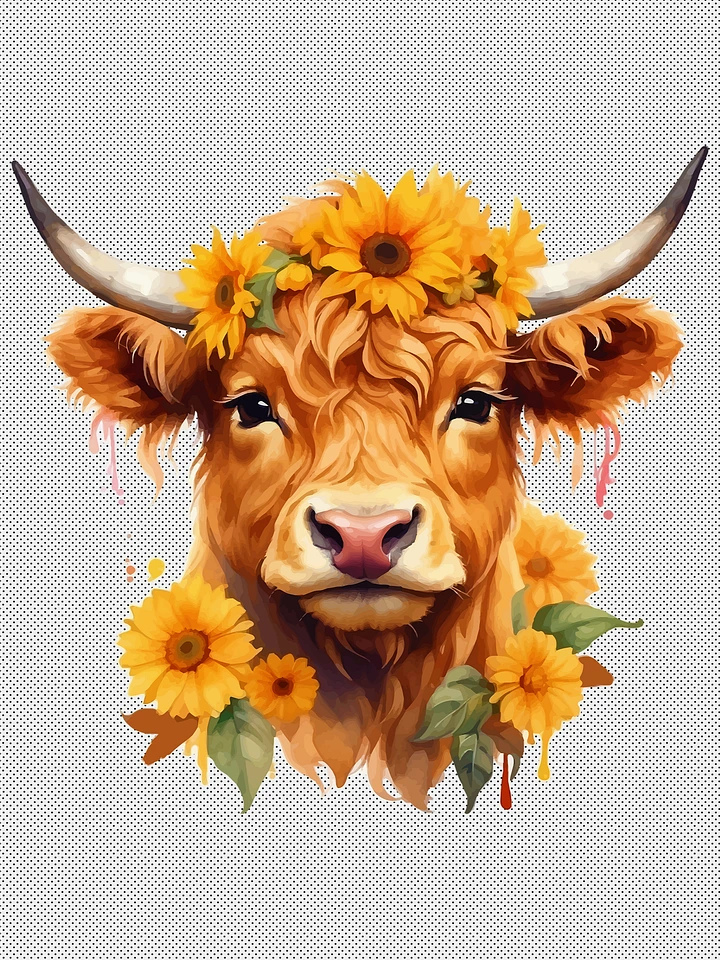 Highland Cow SVG : PNG : Clipart : Highland Cow With Sunflowers product image (1)
