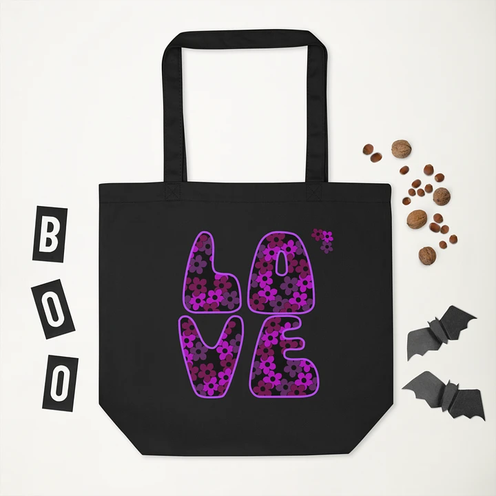 Fuchsia Pink LOVE Text Eco-Friendly Tote Bag product image (2)