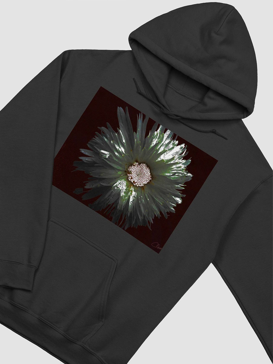Abstract Distressed Silver Daisy Flower on a Dark Background Women's Classic Hoodie product image (4)