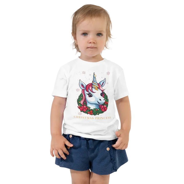 Unicorn Christmas Princess T-Shirt – Adorable & Funny Gift for Kids | Cute & Colorful Christmas Shirt product image (1)