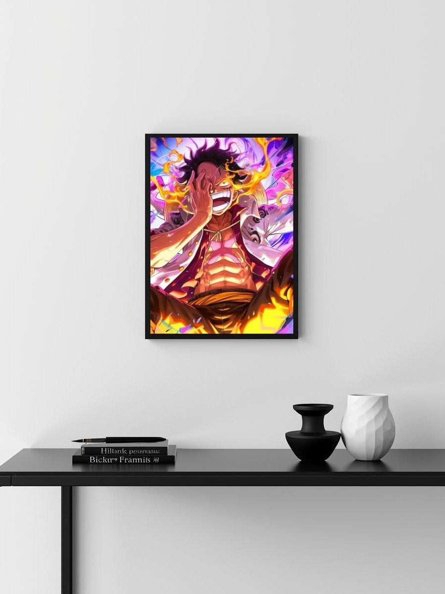One Piece Gear 5 Luffy Laughing Flame Aura – Glossy 8x10 Metal Print product image (3)