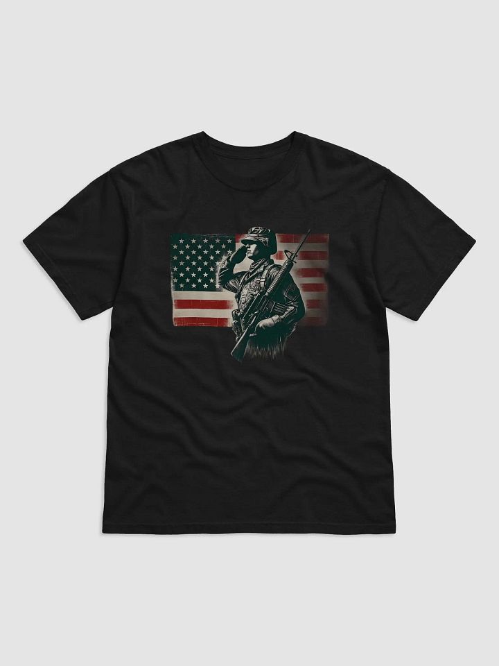 Saluting Soldier - Proud USA Patriotic Tribute Vintage Unisex Heavyweight T-Shirt product image (1)