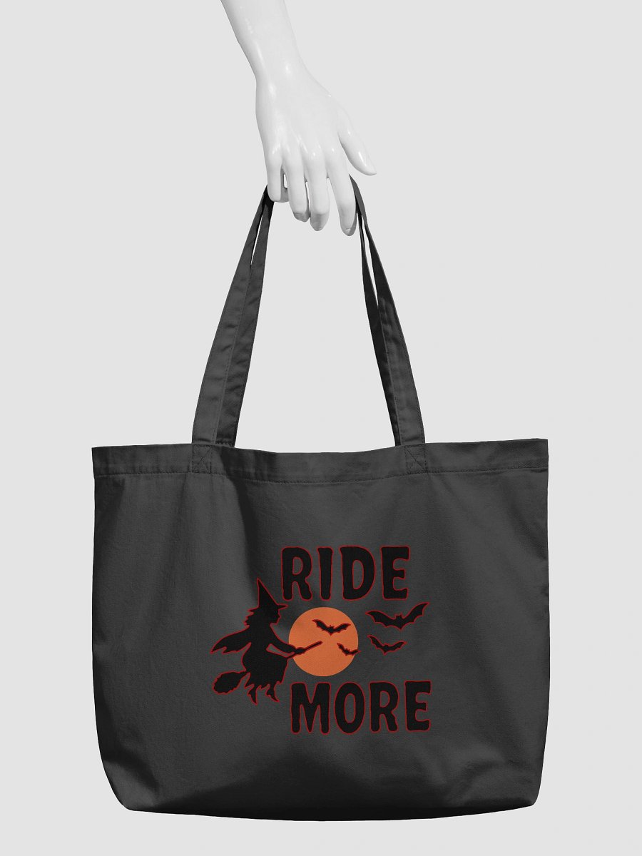 Ride More Witch Halloween Tote Bag – Spooky Broom & Moon Trick-or-Treat Bag, Bats Graphic Tote product image (6)