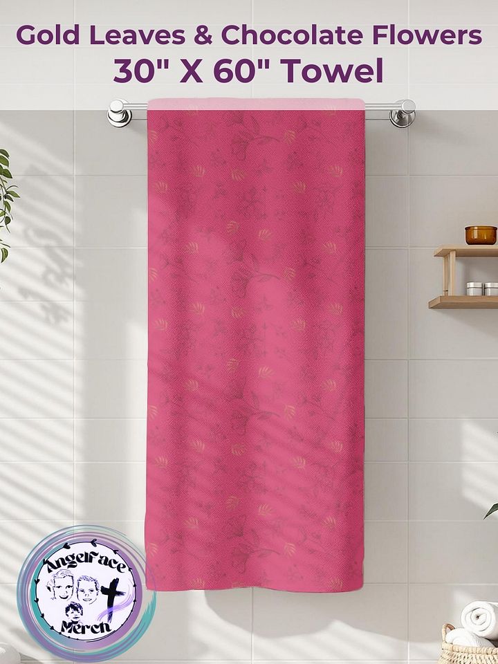 Gold Leaf and Chocolate Flowers Magenta Towel product image (2)