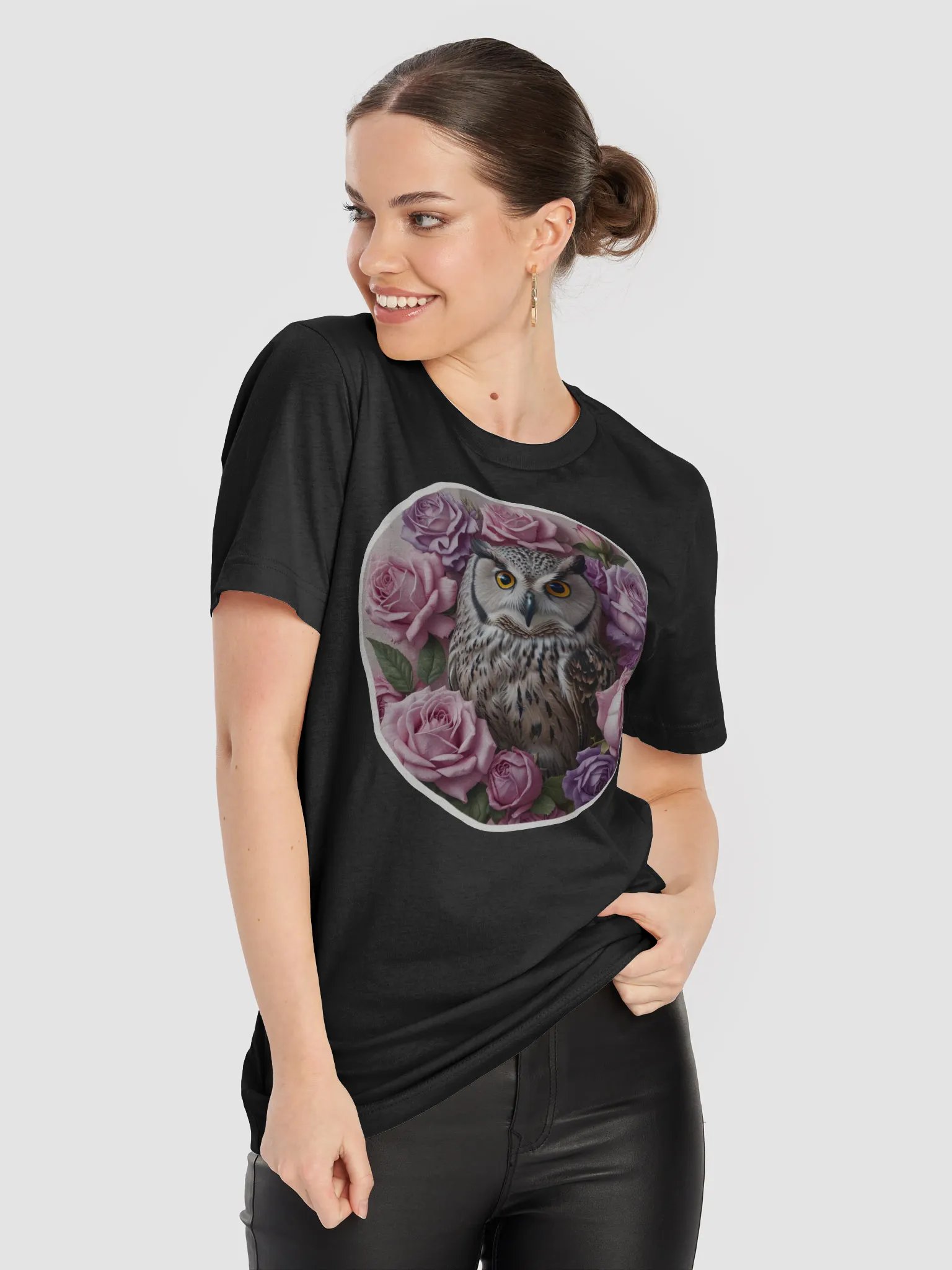 Owl and Roses Circle T-Shirt product image (56)