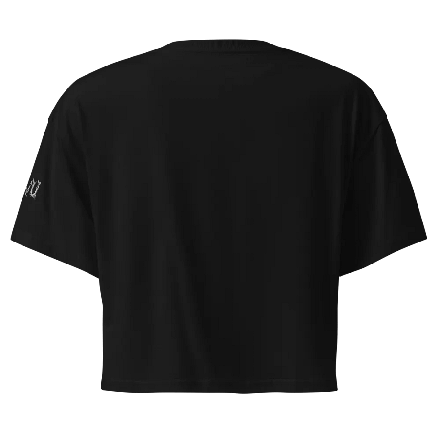 Embroidered Metal Skull n' Bones Cropped T-Shirt (View Second Image!) product image (4)