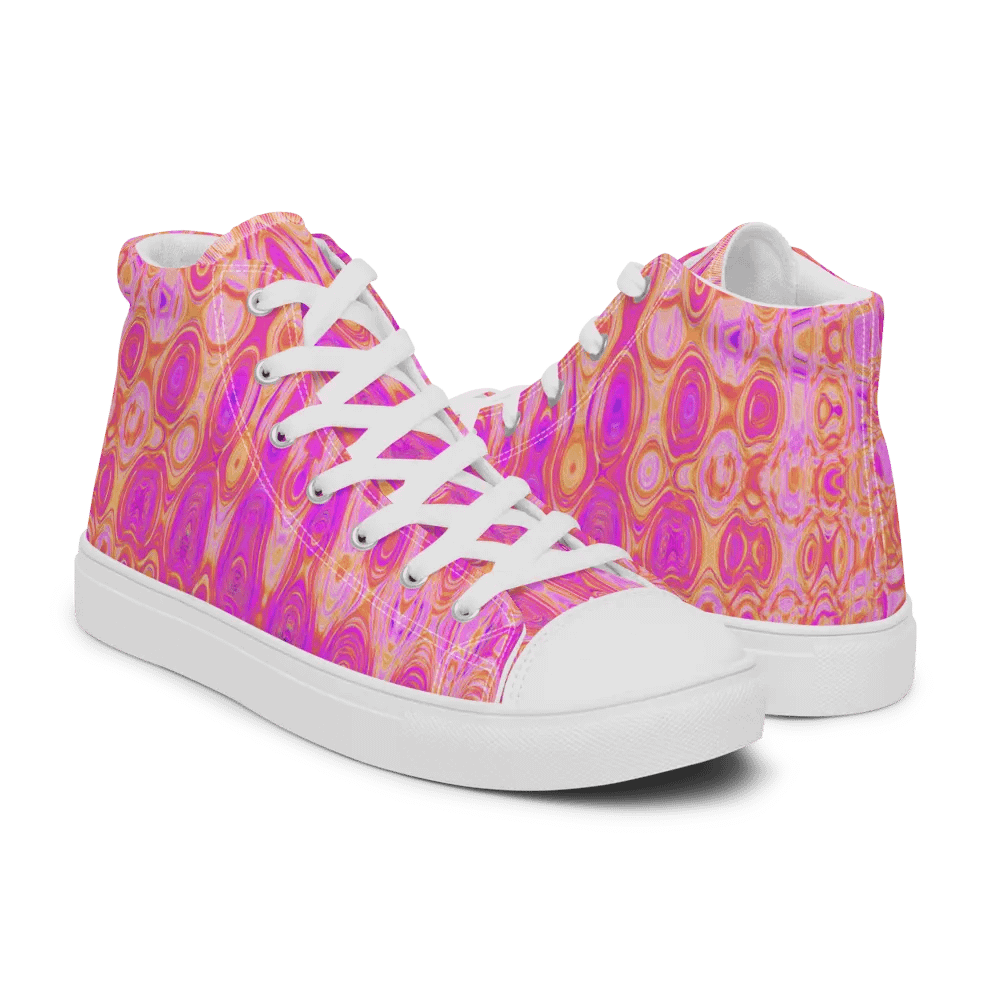 Cool Abstract Pink and Magenta Atomic Retro Zigzags High Tops for Women product image (7)