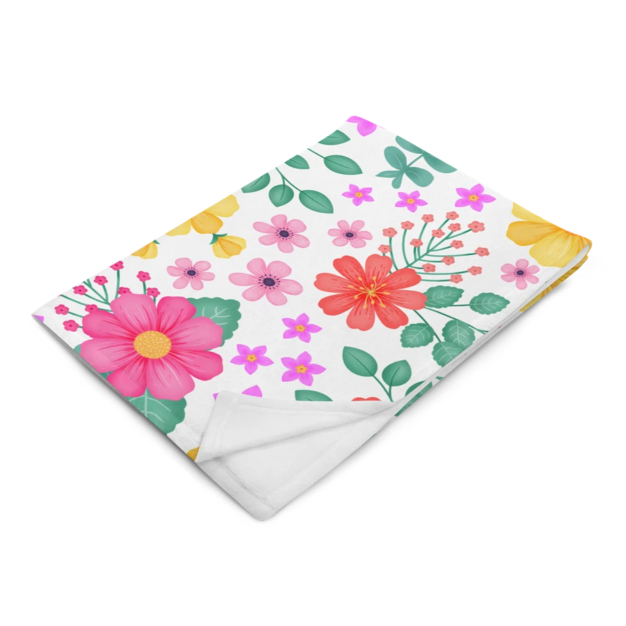 Vibrant Floral Blooms Pink Yellow Orange Blanket - White product image (3)