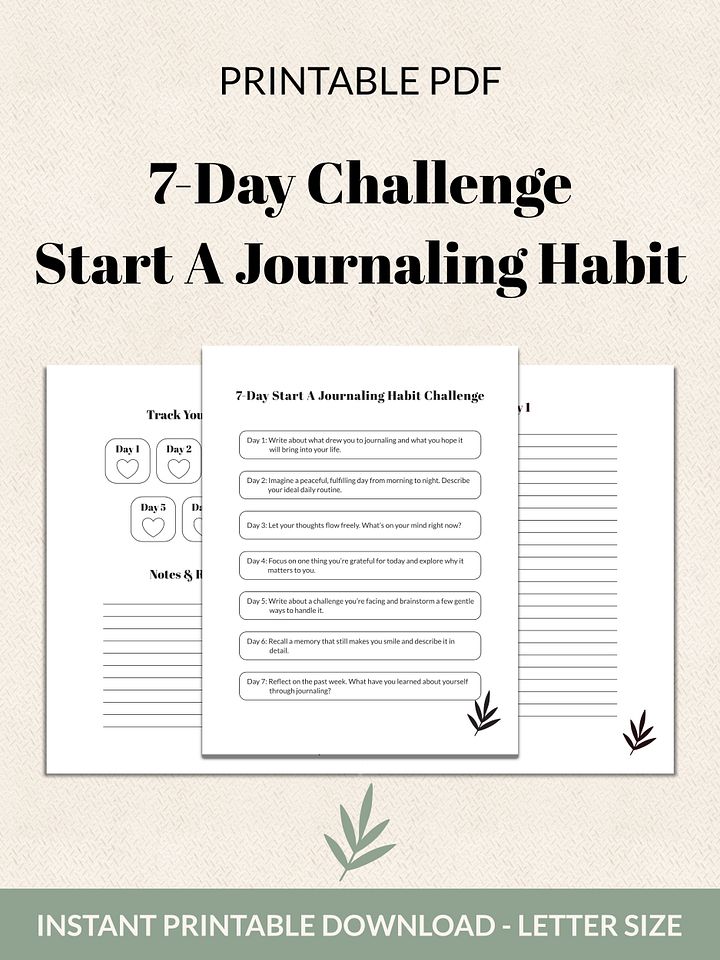 7-Day Start A Journaling Habit Challenge Printable product image (2)