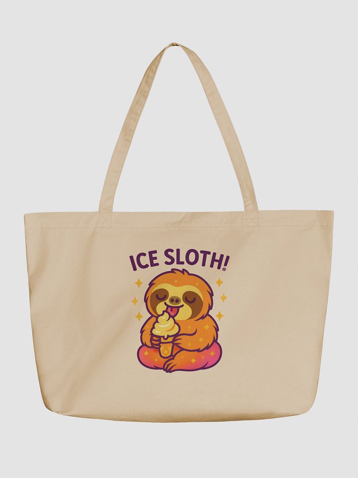 Ice Sloth! – Funny Sloth Tote Bag (Double-Sided Print) | Organic Cotton Chill Tote – Sloths Having Snacks Collection product image (1)