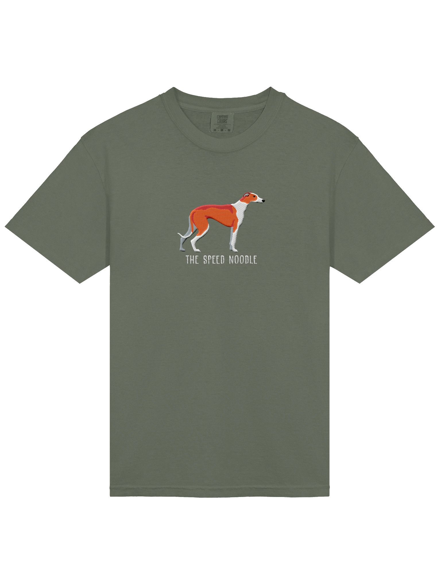 The Speed Noodle T-Shirt(Embroidered) of a Greyhound(Red & White) product image (23)