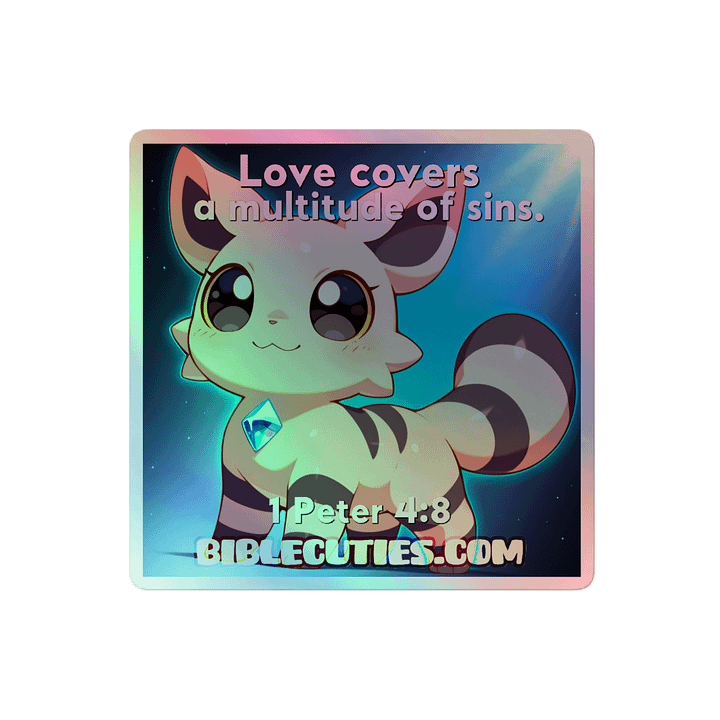 Bible Cuties Leah - Love covers a multitude of sins Holographic Sticker product image (2)