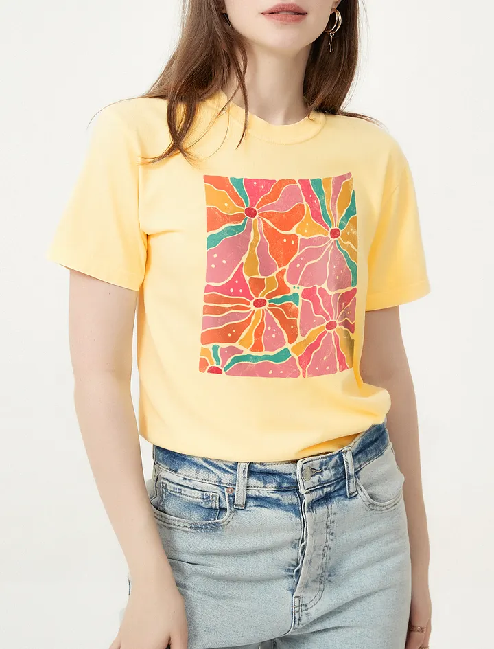 Boho Flowers and Retro Disco Flowers | Boho Aesthetic, Hippie, and Psychedelic T-Shirt Design product image (2)