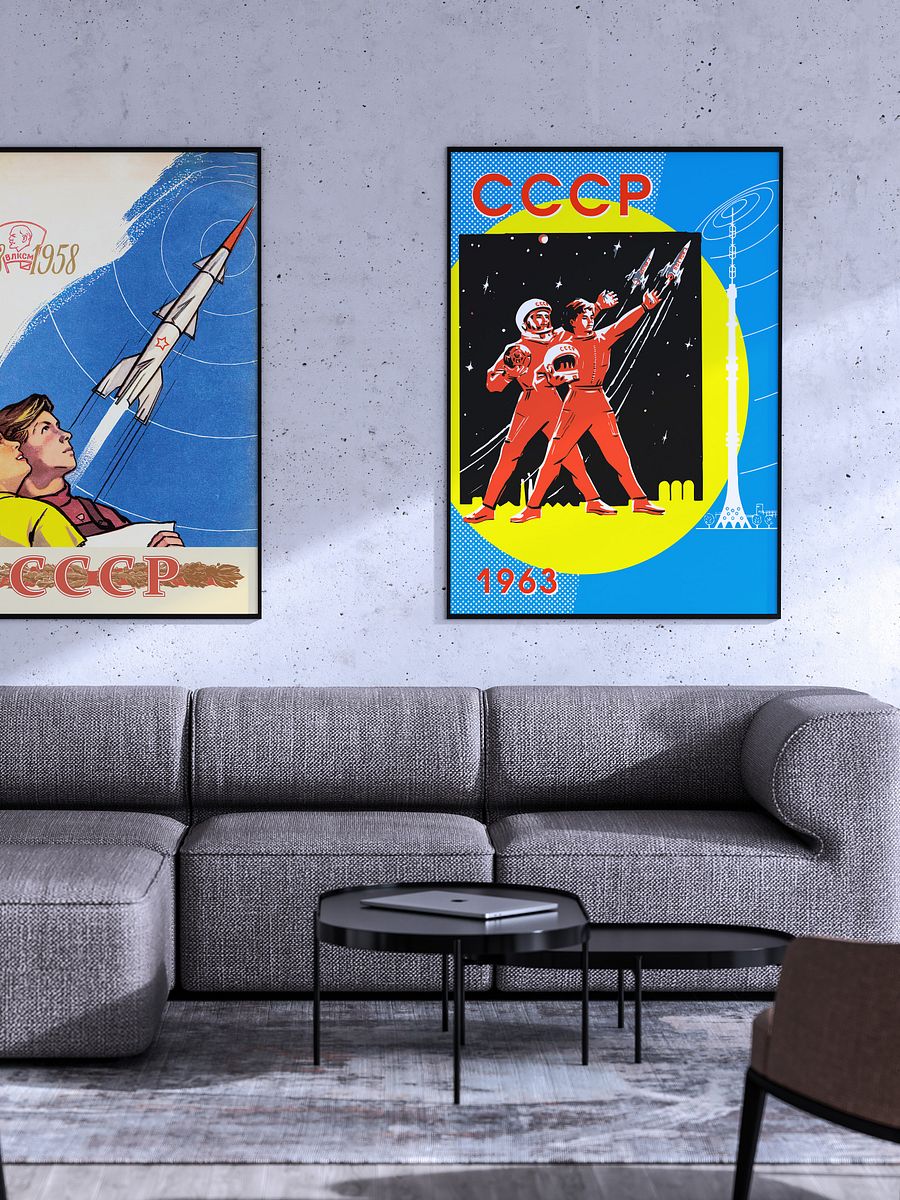 Soviet space, USSR 1963 — Soviet vintage space art poster, soviet retro poster product image (3)