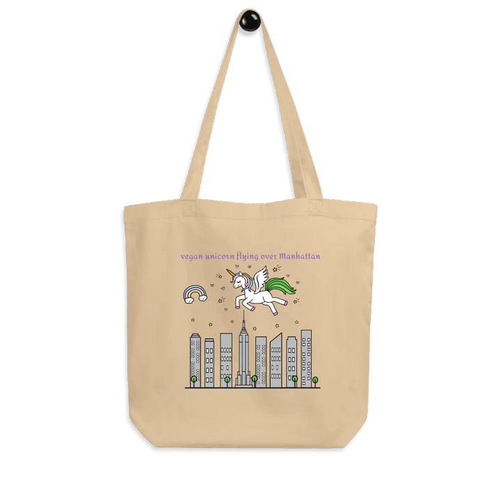 Vegan Unicorn Flying Over Manhattan - Organic Tote Bag product image (1)