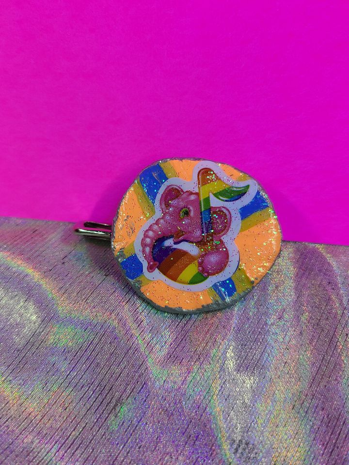 Pink Elephant Lisa Frank Bottle Cap Pin product image (2)