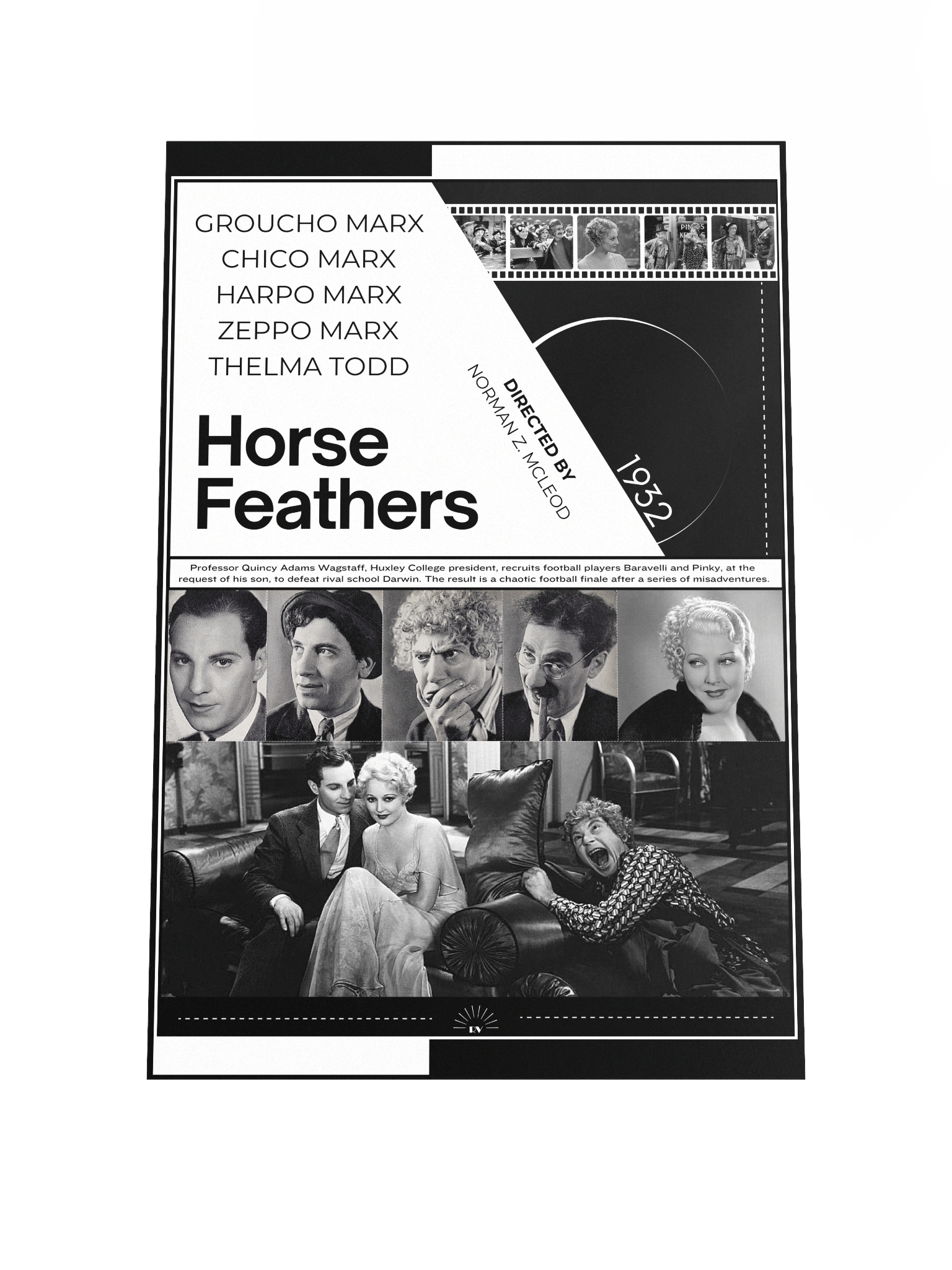 Horse Feathers with the Marx Brothers and Thelma Todd 1932 | Movie Poster | 12x18 Wall Art product image (1)