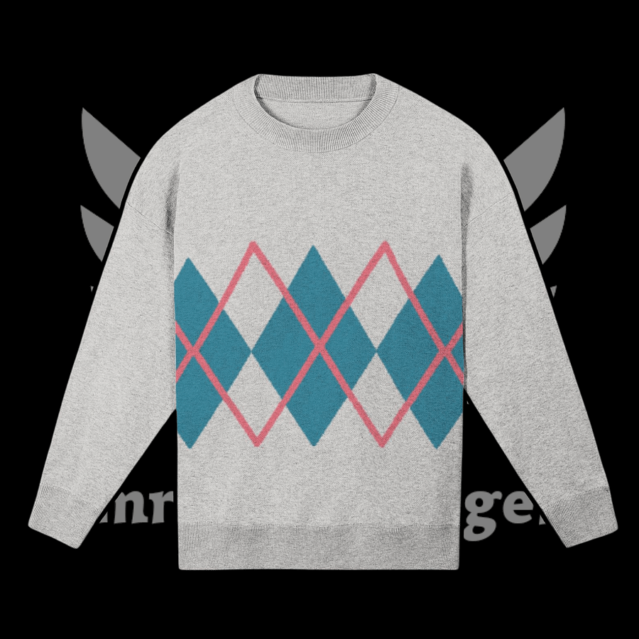 Argyle White Knitted Relaxed Sweater product image (1)