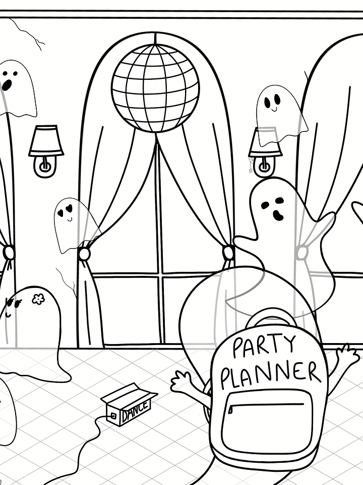 Ghost Party Coloring Page product image (1)