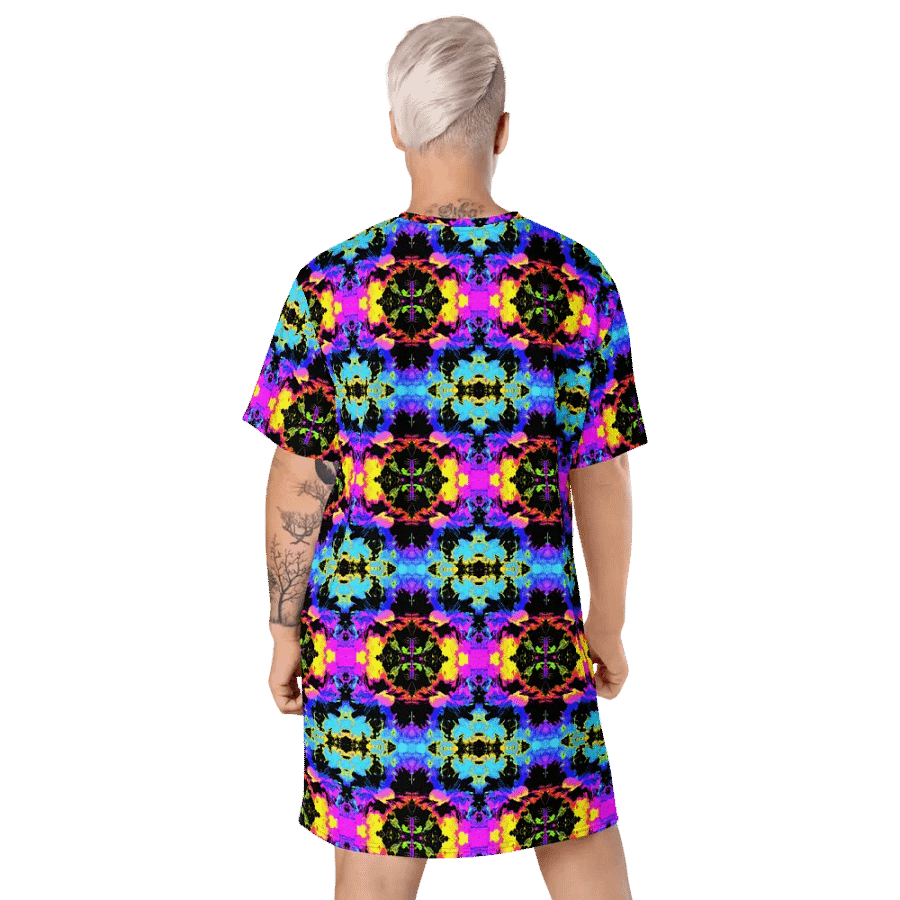 Abstract Neon Melting Daises Ladies T Shirt Dress product image (9)