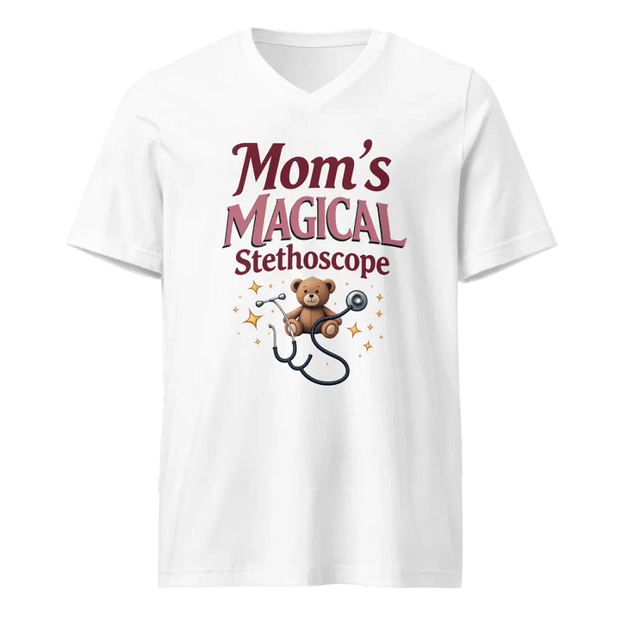 Mom's Magical Stethoscope Teddy Bear v-neck Tee product image (5)