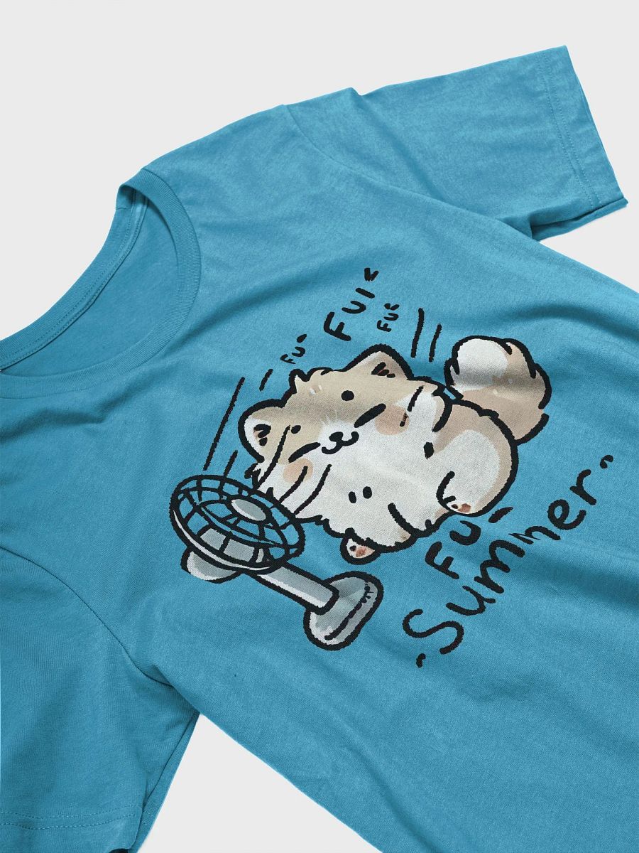 Fu~ Summer - Cute Fluffy Cat with Fan Graphic T-Shirt product image (5)