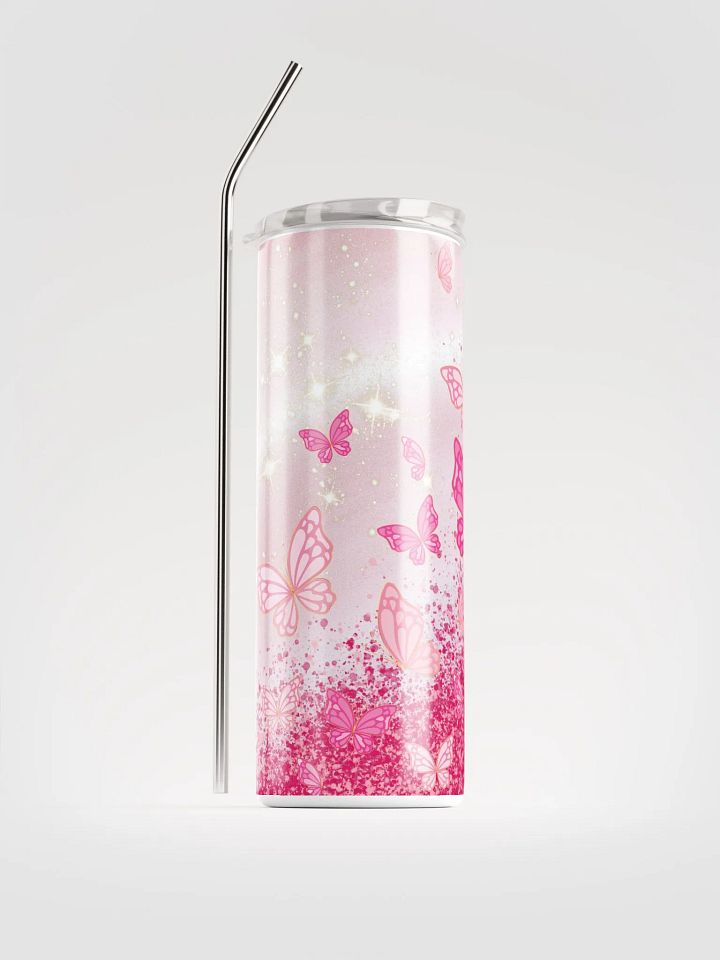 Flutter in Style with our Pink Butterfly Stainless Steel Tumbler! 🦋 product image (1)