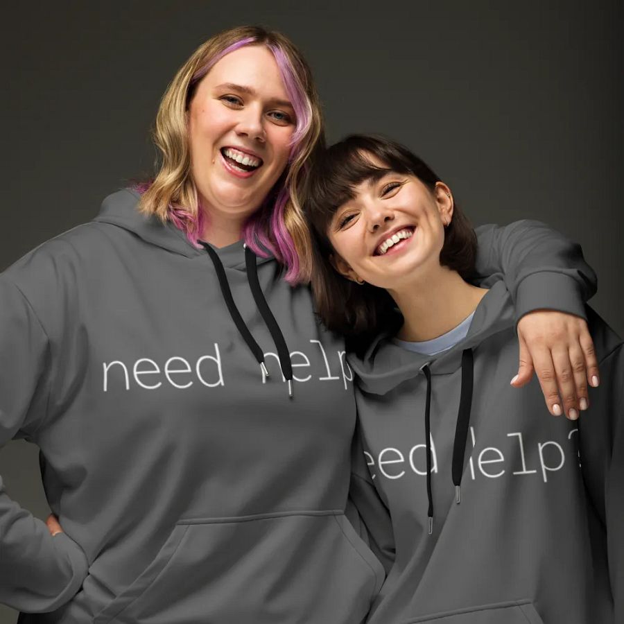 need help? RTFM! hoodie (dark grayscale mode) product image (9)