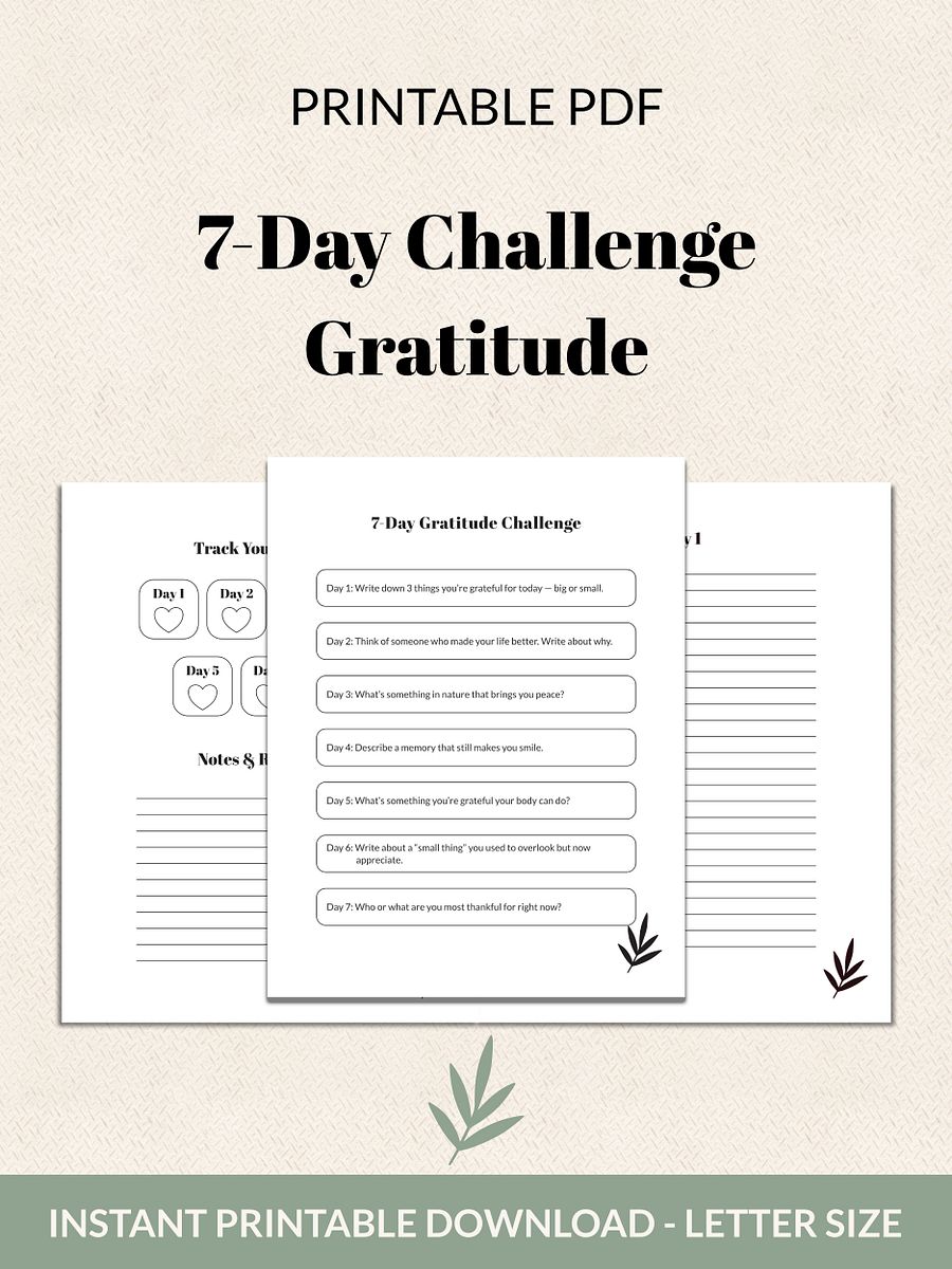 7-Day Gratitude Challenge Printable product image (1)
