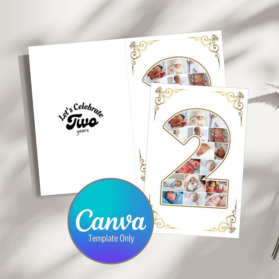 Two Year Celebration Card Photo Collage Canva Template product image (1)