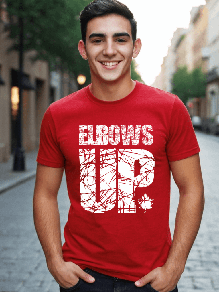 Funny Hockey T-Shirt - Elbows up - Gift for Hockey Lovers Who Stand Their Ground product image (1)