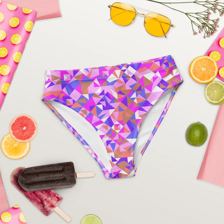 Colorful vector Pattern Design High Waisted Bikini Bottom - v3 product image (8)