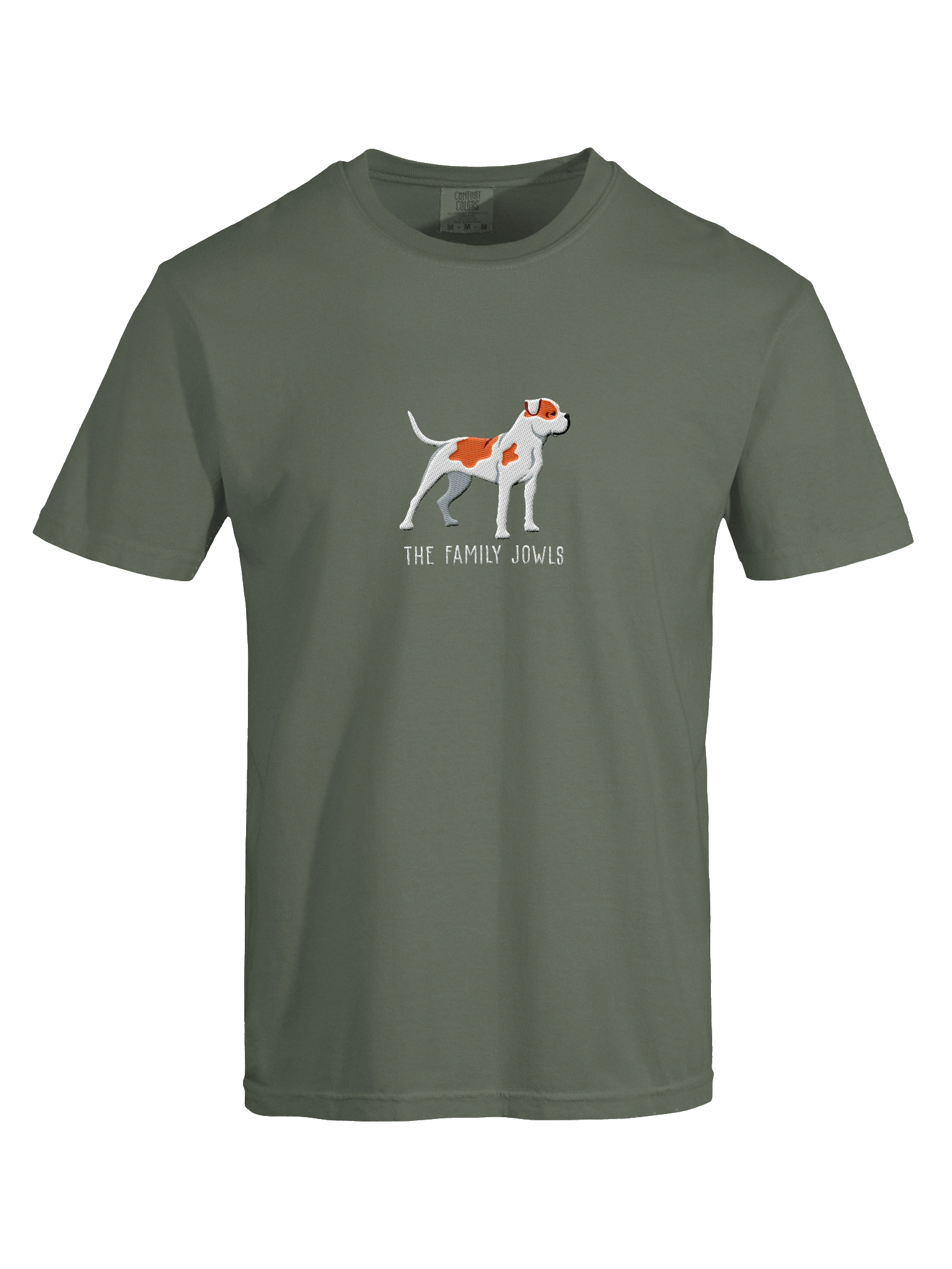 The Family Jowls T-Shirt(Embroidered) of an American Bulldog(Red & White) product image (27)