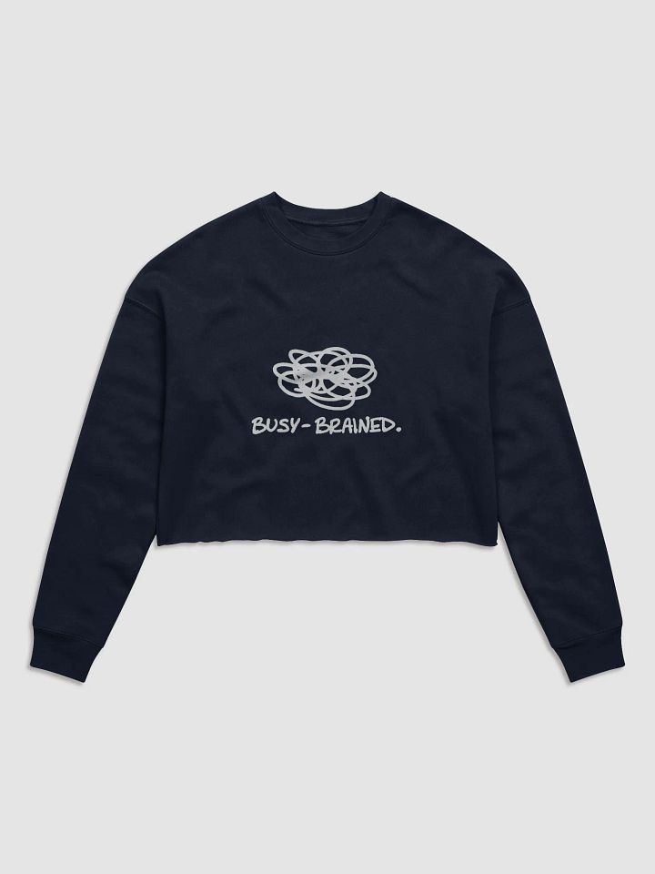 BUSY-BRAINED (white design) Women's Fleece Crop Sweatshirt product image (34)