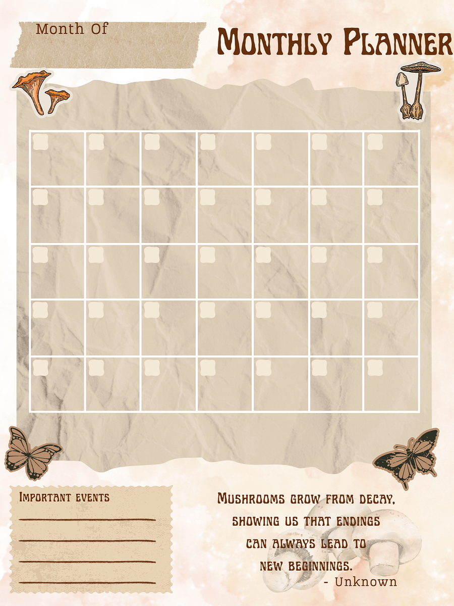 [LETTER] May Planner Design - Mushroom Scrapbook (Daily, Weekly, & Monthly) product image (3)