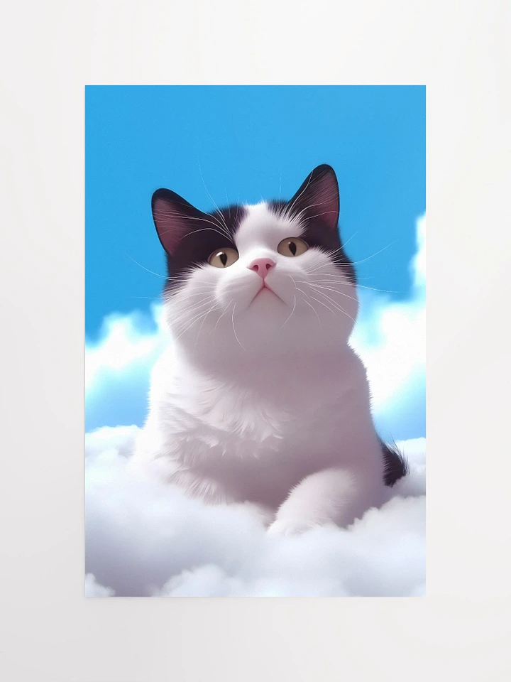 Black and White Cat Resting Among the Clouds Matte Poster product image (2)