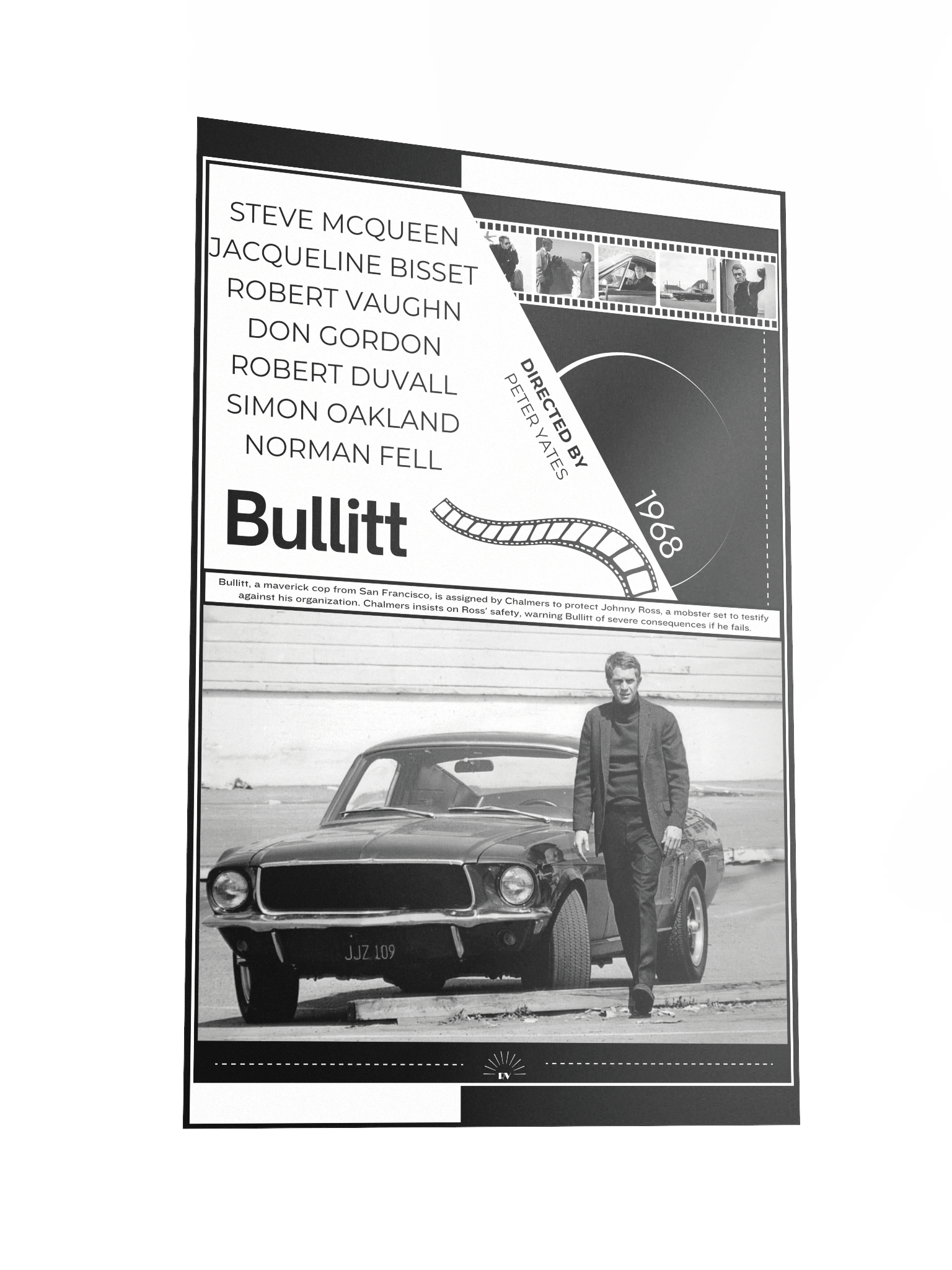 Bullitt with Steve McQueen 1968 | Movie Poster | 12x18 Wall Art product image (2)