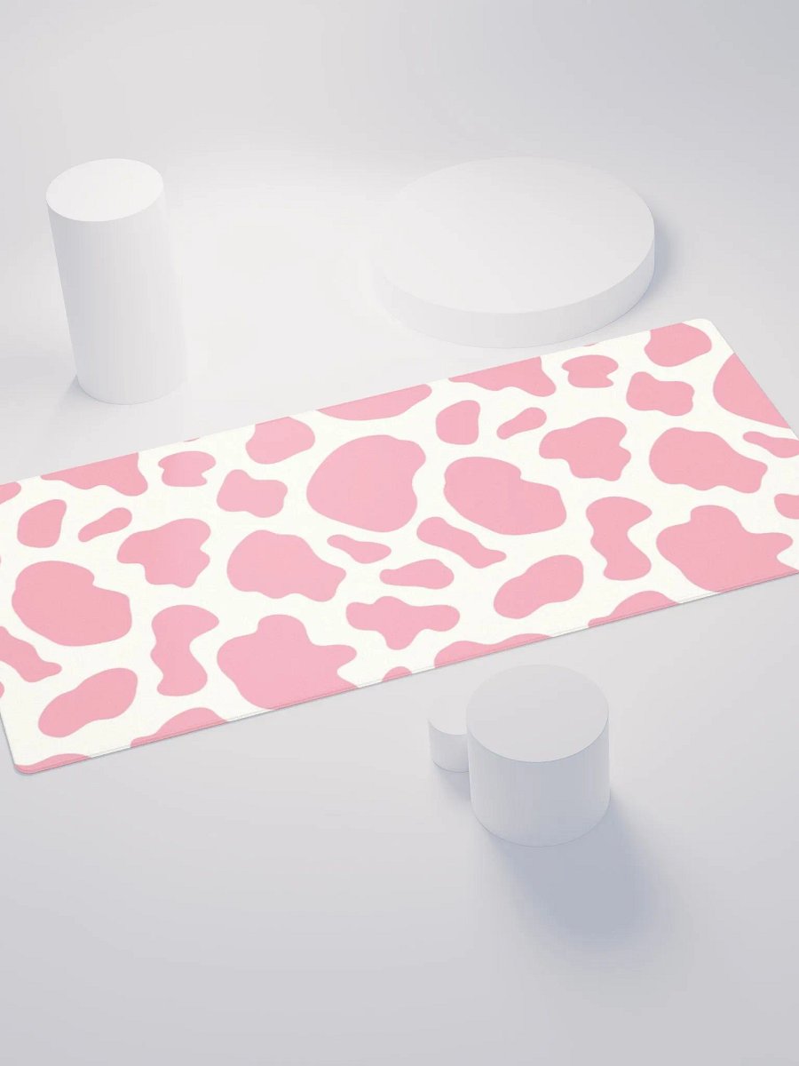 Pink on white cow print (DESK MAT) product image (4)