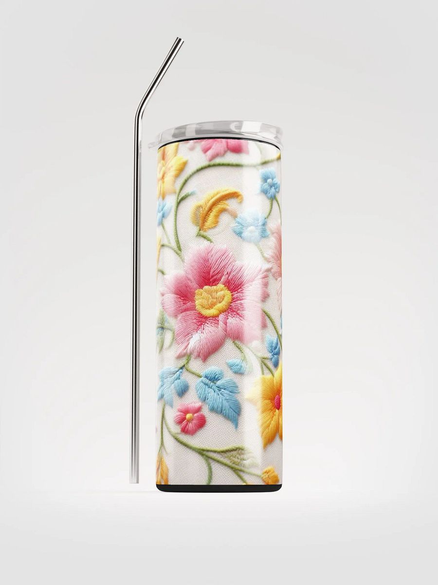 Radiant Floral Embroidered Stainless Steel Tumbler - Sustainable Chic for Your Daily Sips product image (1)