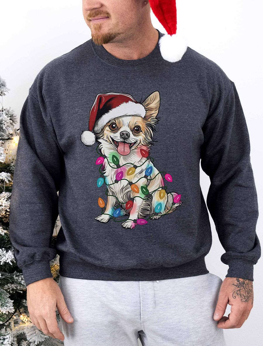 Funny Longhaired Chihuahua(Fawn and White) Christmas Sweatshirt product image (1)