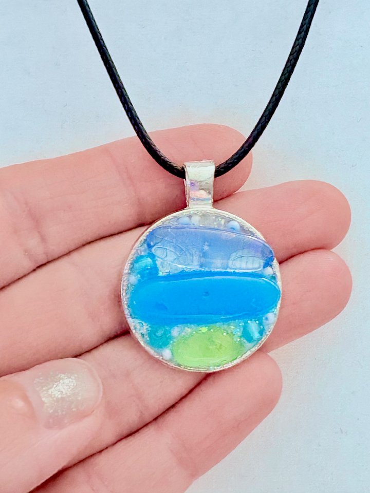 Coastal Calm Horizon Pendant Necklace | Handmade Glass Art Jewelry | Monique Faella Designs™ | MFD-00203 product image (2)