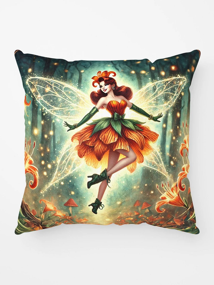 Enchanted Orange Lily Fairy Throw Pillow product image (1)