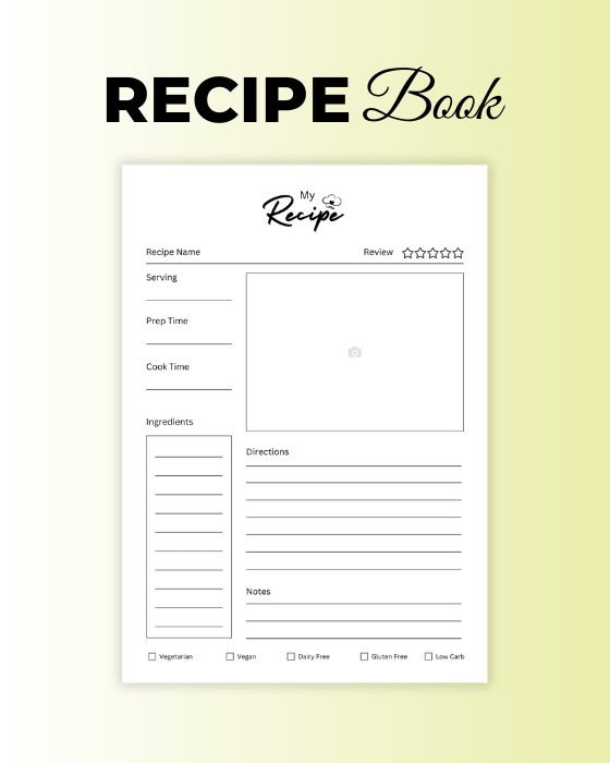 White Simple and Minimal Recipe Card planner product image (1)