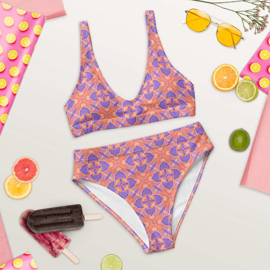 Pastel Orange and Mauve Pattern High Waisted Bikini product image (9)