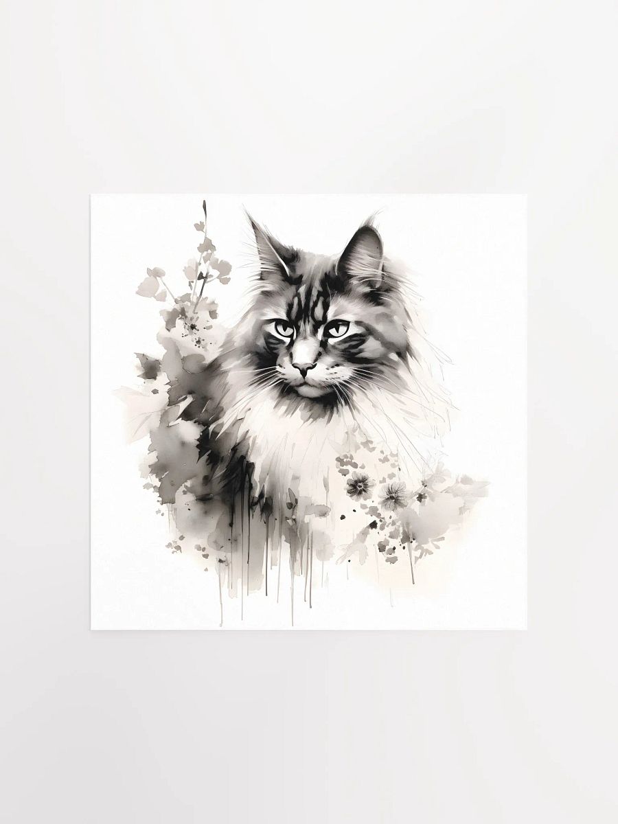 Maine Coon Cat Ink Artistic Floral Print product image (1)