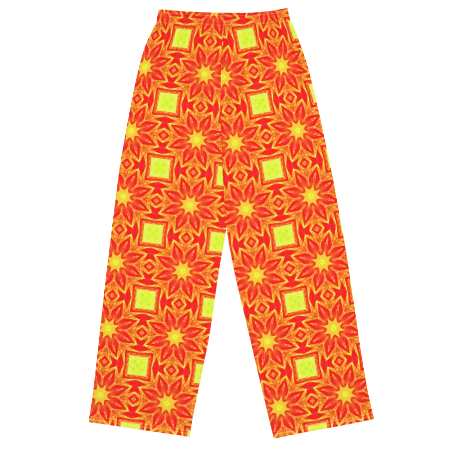 Abstract Repeating Orange Flower Unisex Wide Leg Trousers product image (2)