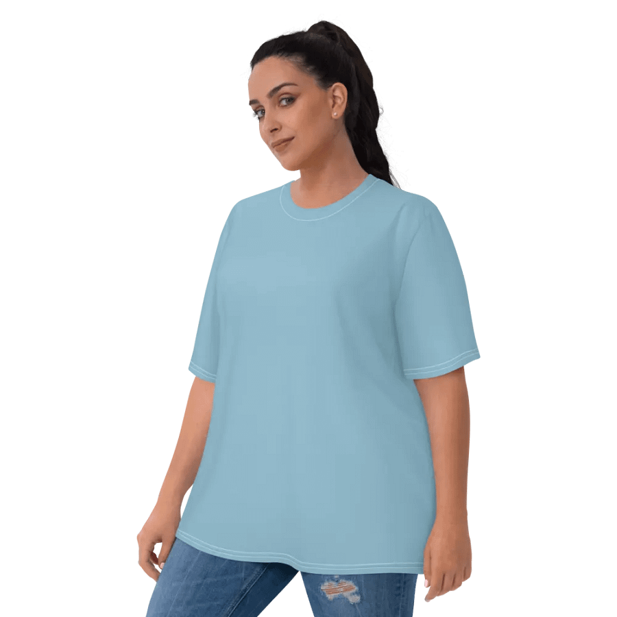 Plain Light Blue Soft Summer Women's Crewneck Polyester Heavyweight Premium T-Shirt by Treasure Pie product image (6)