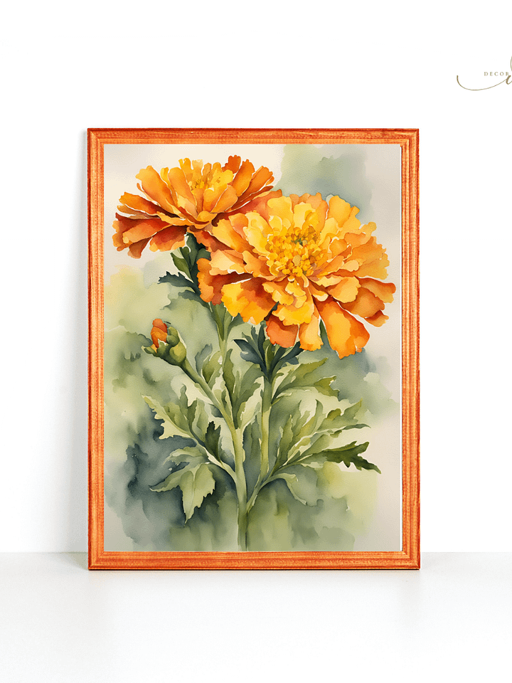 Watercolour Painting Printable Wall Art of MARIGOLD product image (1)